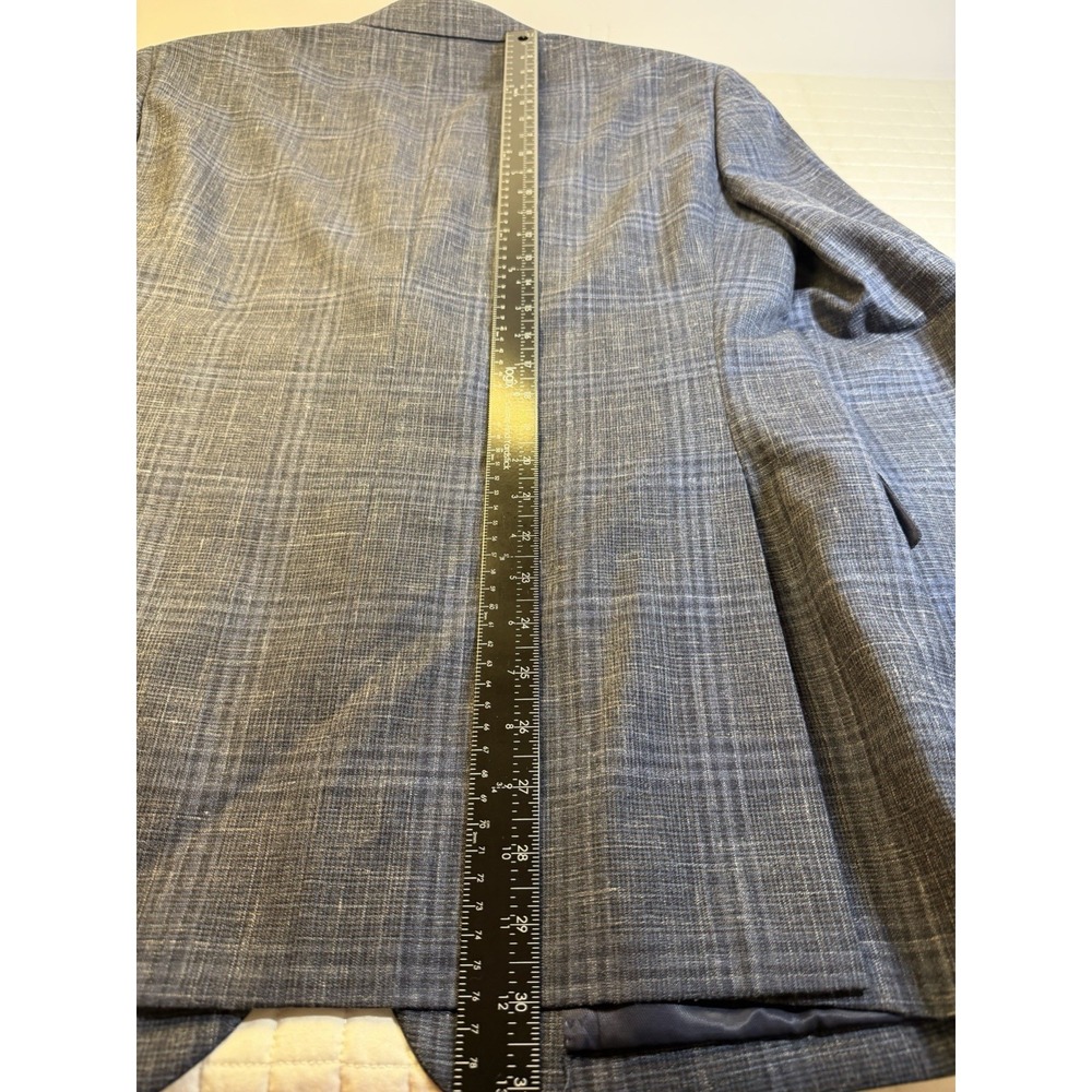 Pronto Uomo Platinum 40R Blue Plaid Sport Coat Wool Silk Linen 2 Button Blazer - Picture 13 of 14